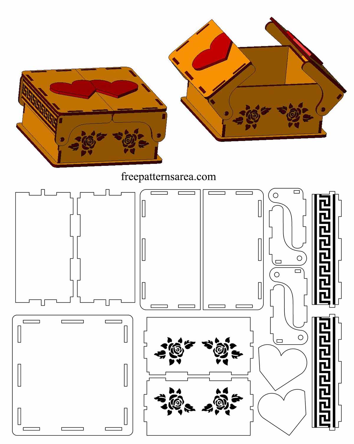Laser Cut Engraved Gift Box Pattern Files Free Download