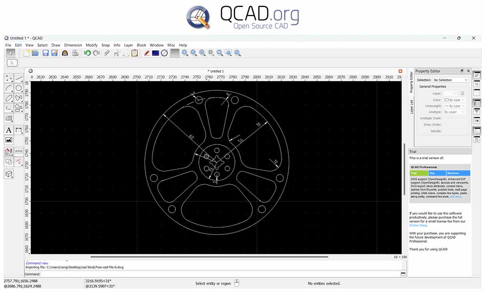 QCAD Free 2D Software Screenshot
