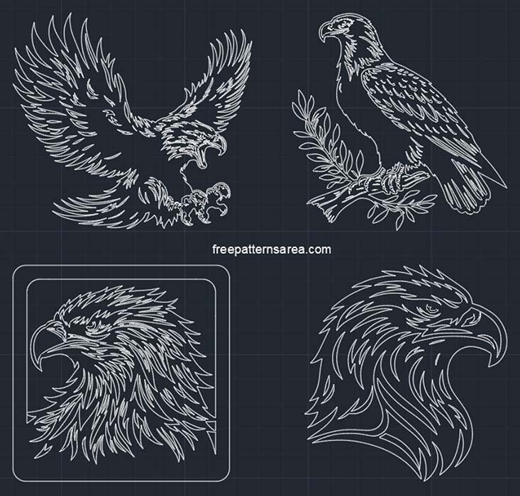 A free DWG file containing 2D eagle CAD blocks for use in AutoCAD. This file is perfect for a variety of projects, such as creating architectural drawings, engineering diagrams, and product designs.