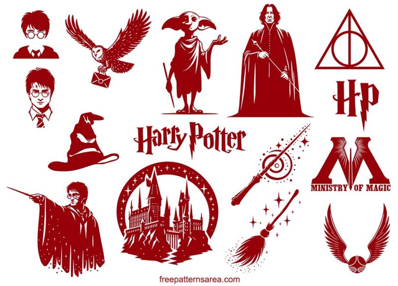 Harry Potter Silhouettes: Free Vector Designs Collection - FreePatternsArea