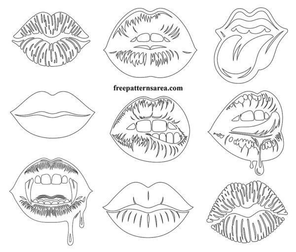 Women's Lips and Mouth Silhouettes: Free Vector Illustrations ...