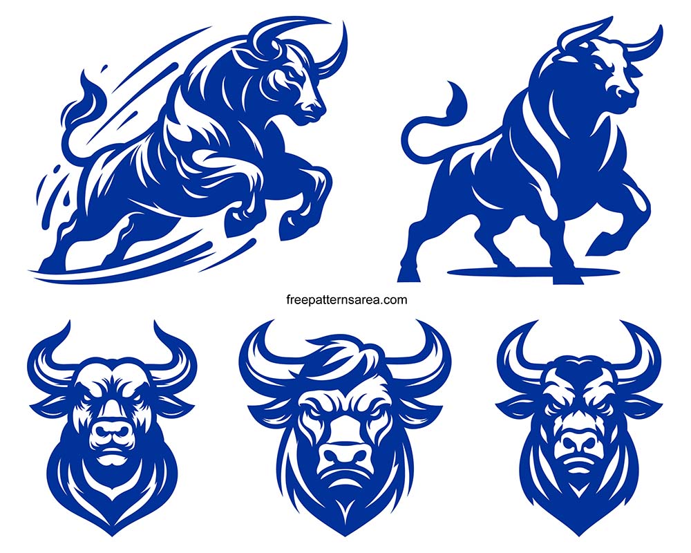 Free SVG bull cut files ready for download, compatible with Cricut and Silhouette.