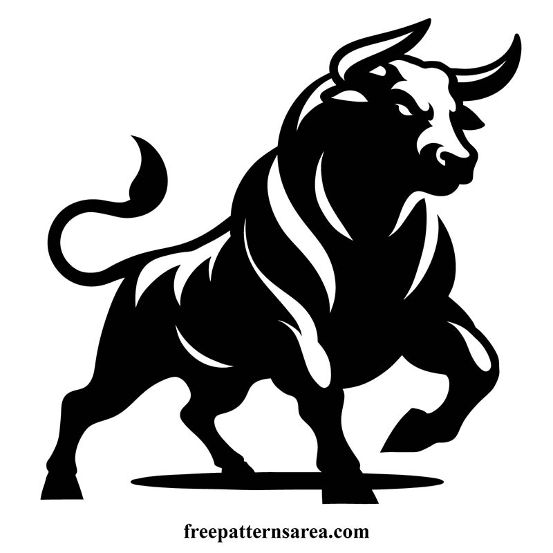 Black bull silhouette vector, symbol of menacing and power.