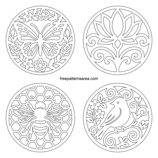 Free Round Vectors & Laser Cut Coaster Designs - FreePatternsArea