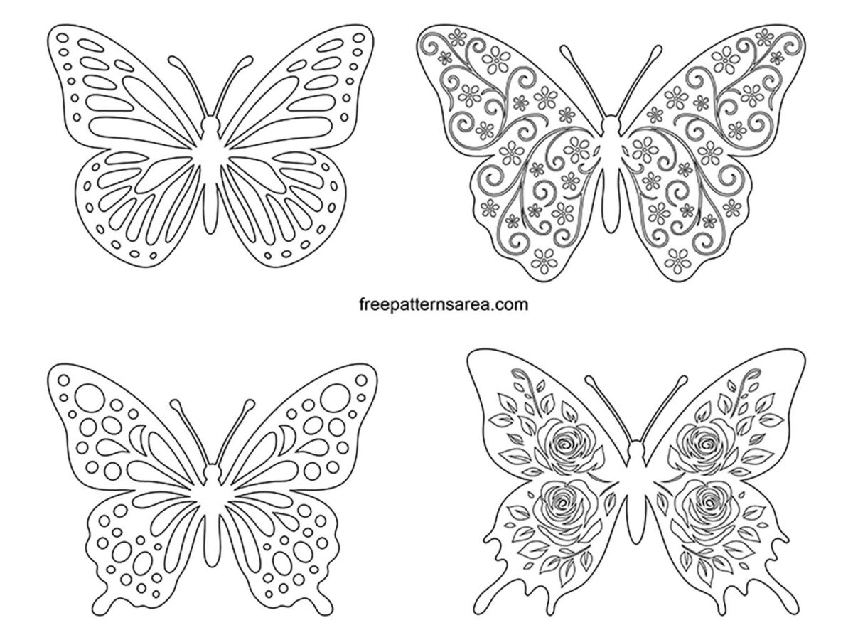 Free Black and White Butterfly Vector Graphics: 4 Designs ...