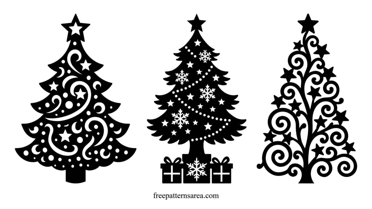 Free Christmas Tree Silhouette Vectors SVG PNG DXF FreePatternsArea Free Christmas Tree Silhouette Vectors SVG PNG DXF FreePatternsArea