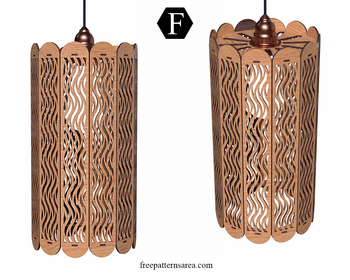 Laser-cut pendant lamp design for ceiling lighting, with DXF, SVG, and CDR cutting files for wood, plywood, and MDF.